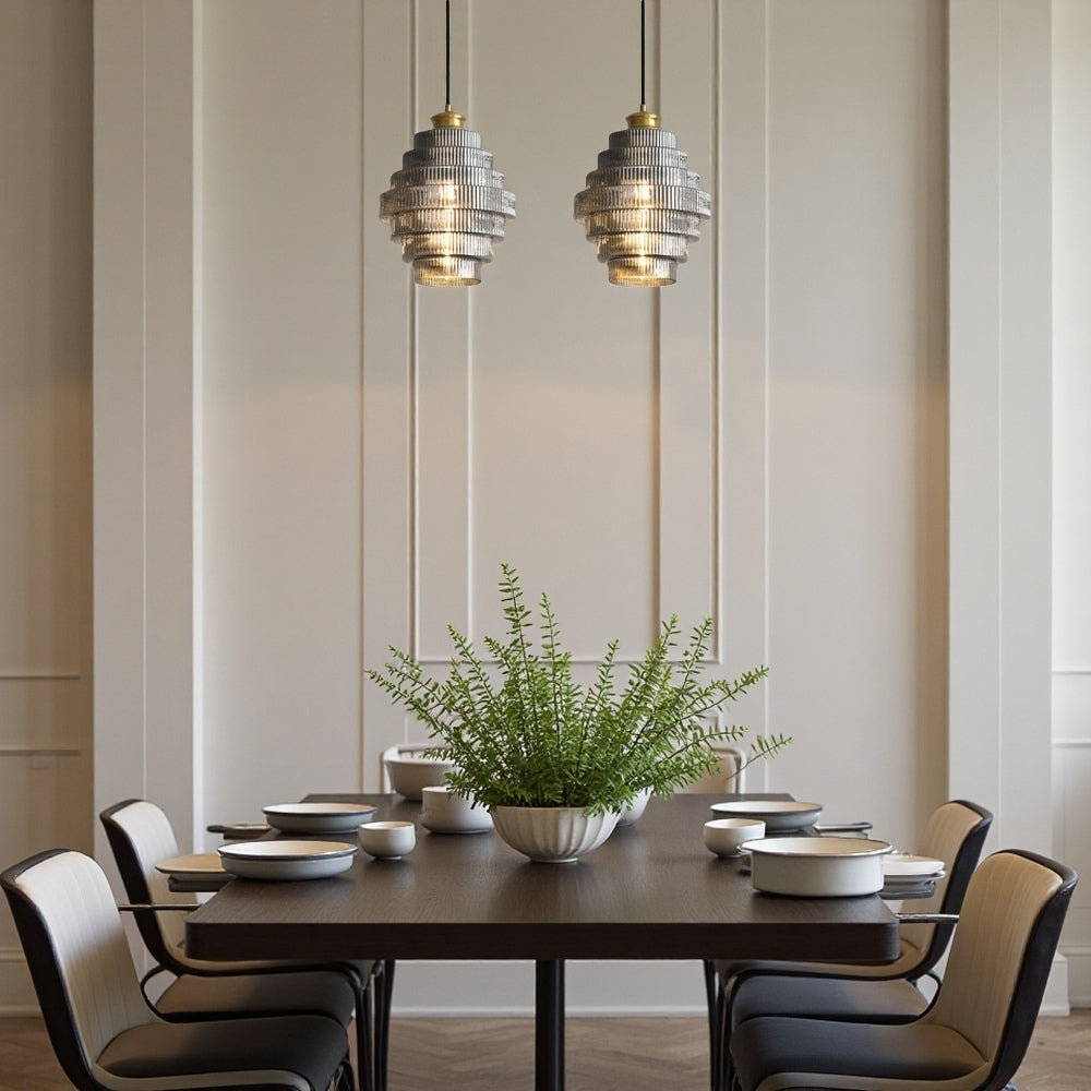 Vintage Striped Glass Pendant Light