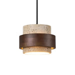 Modern Travertine Cylinder Pendant Light