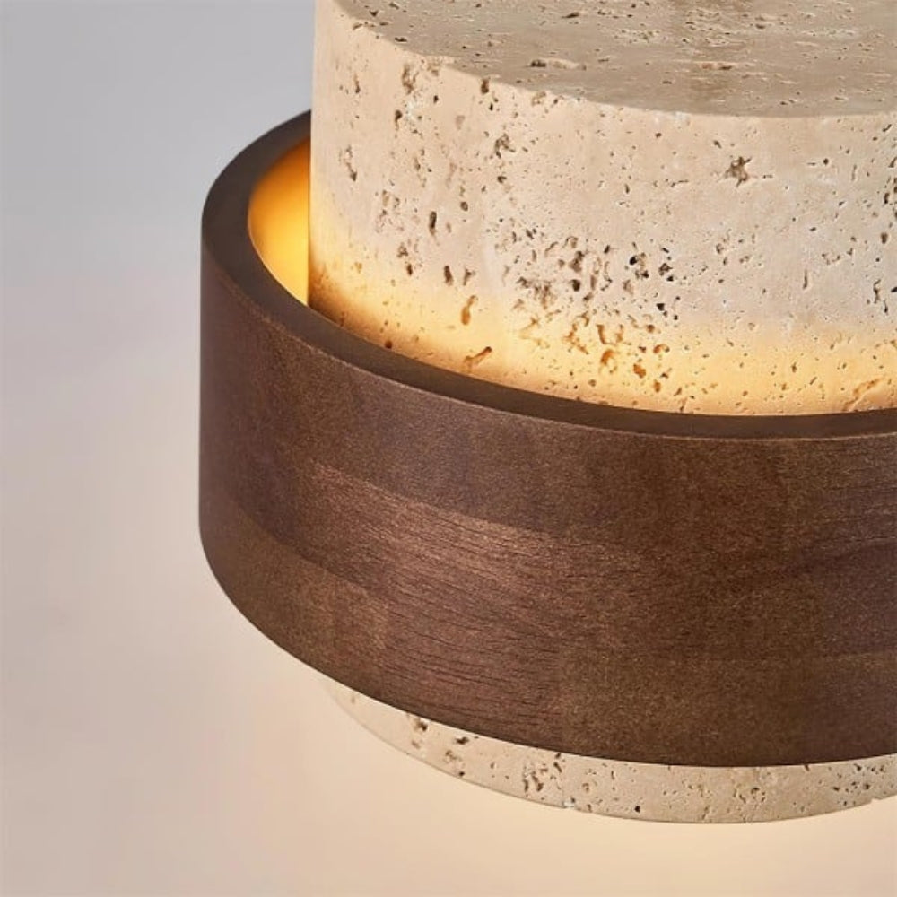 Modern Travertine Cylinder Pendant Light