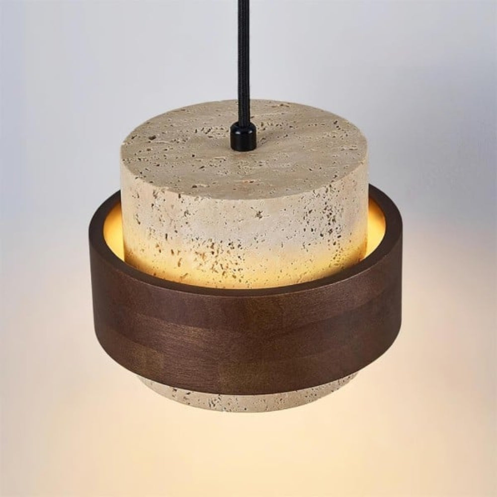 Modern Travertine Cylinder Pendant Light