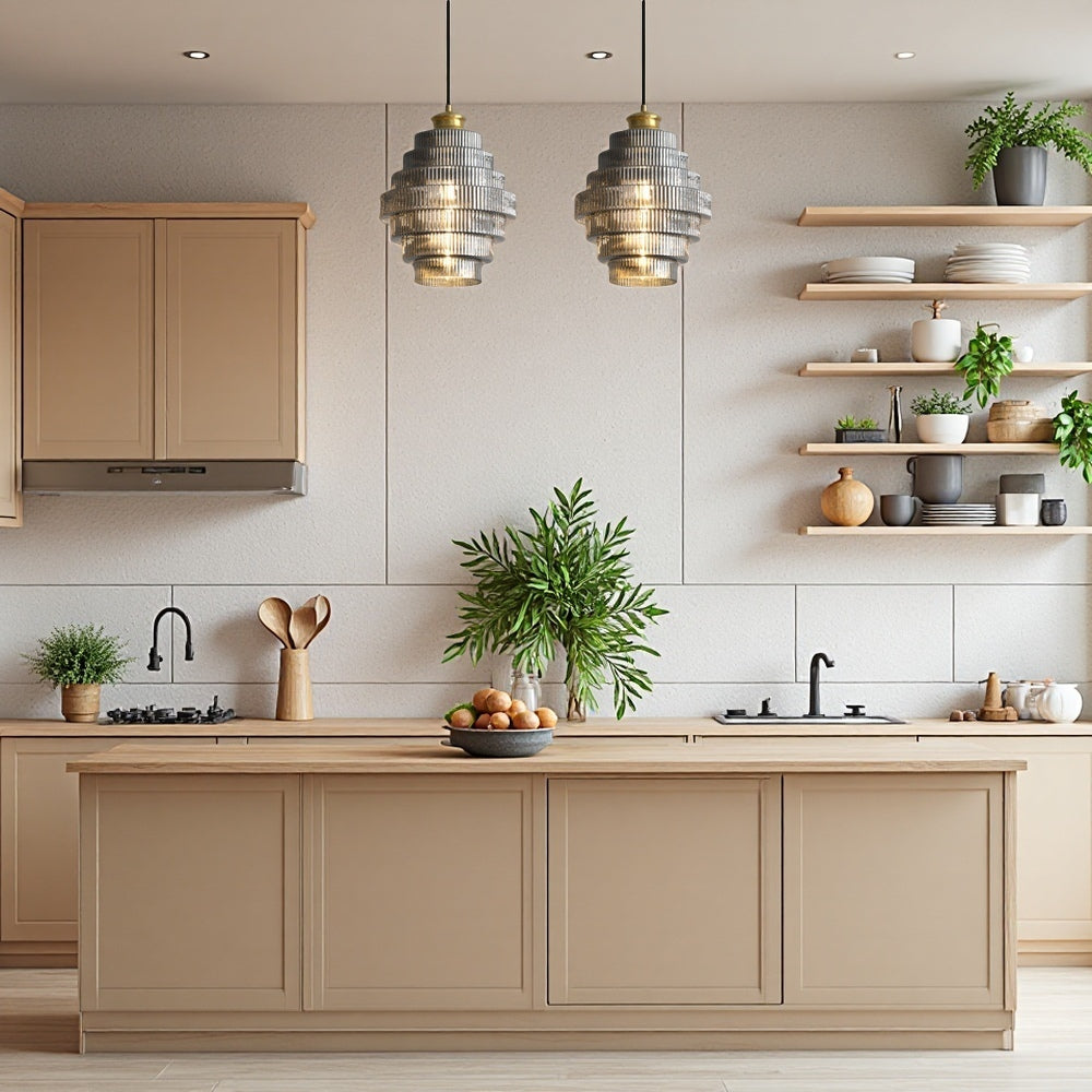 Vintage Striped Glass Pendant Light