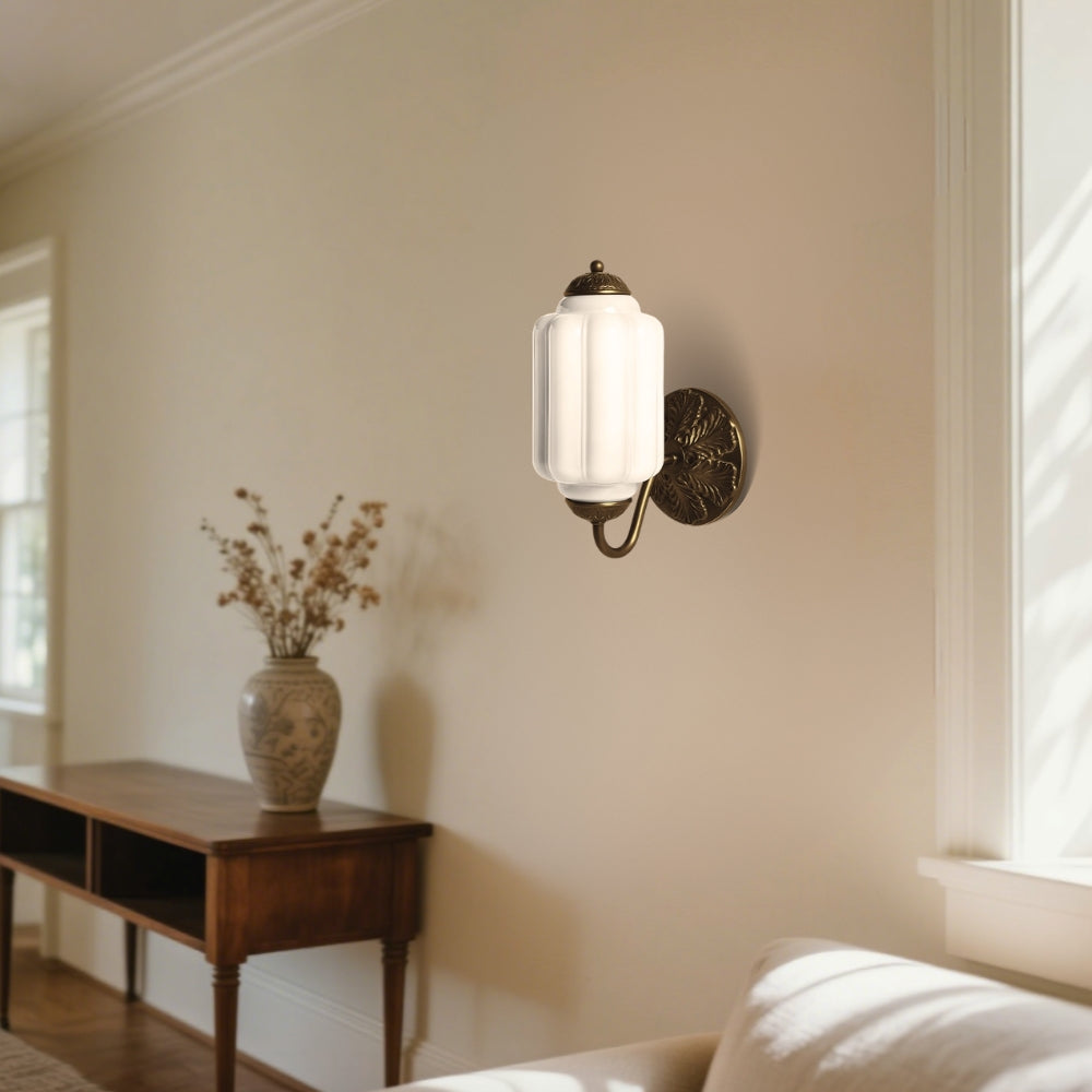 Vintage Inspired Milk Glass Wall Light