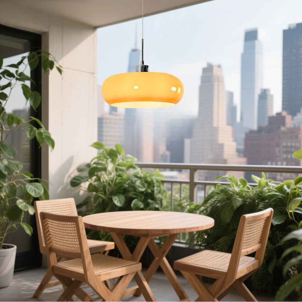 Vintage Bauhaus Orange Glass Pendant Light