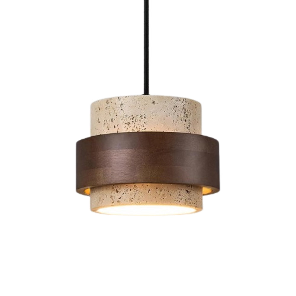 Modern Travertine Cylinder Pendant Light